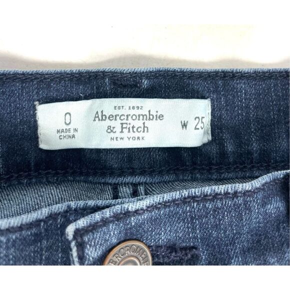 Abercrombie & Fitch Jean Shorts Denim Dark Wash Cutoff Mid Rise 25 - Picture 3 of 3